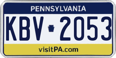 PA license plate KBV2053