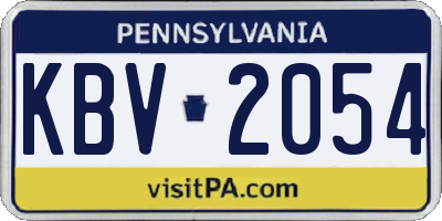 PA license plate KBV2054