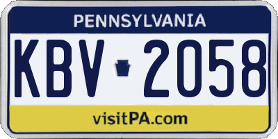 PA license plate KBV2058