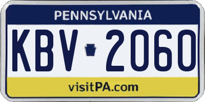 PA license plate KBV2060