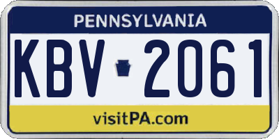 PA license plate KBV2061