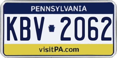 PA license plate KBV2062