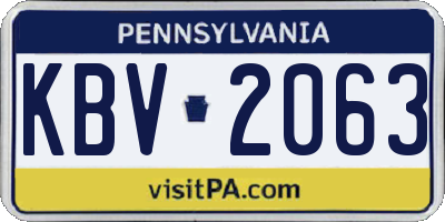 PA license plate KBV2063