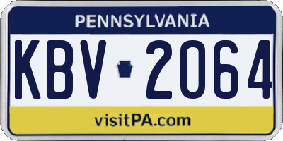PA license plate KBV2064