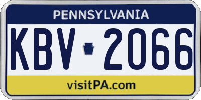 PA license plate KBV2066