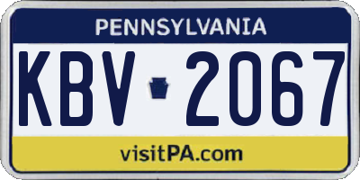 PA license plate KBV2067