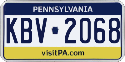 PA license plate KBV2068