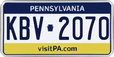 PA license plate KBV2070