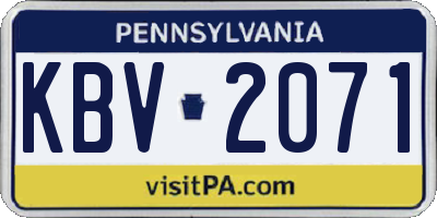 PA license plate KBV2071