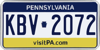 PA license plate KBV2072