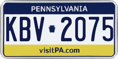 PA license plate KBV2075