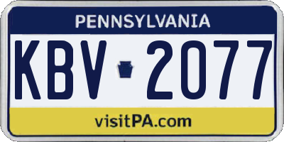 PA license plate KBV2077