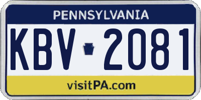 PA license plate KBV2081