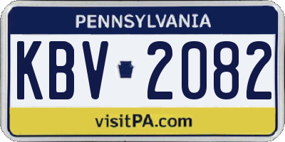 PA license plate KBV2082