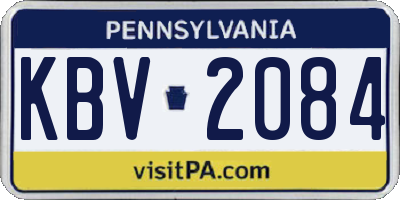 PA license plate KBV2084