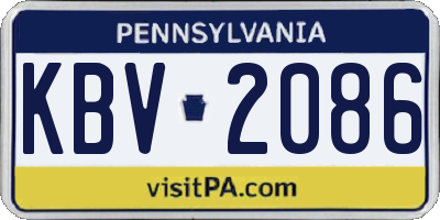 PA license plate KBV2086