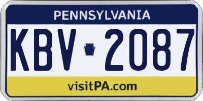 PA license plate KBV2087