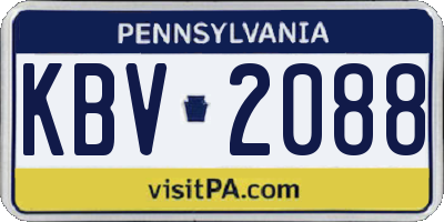 PA license plate KBV2088