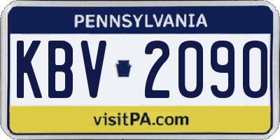 PA license plate KBV2090