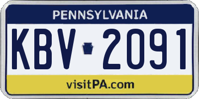 PA license plate KBV2091