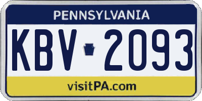 PA license plate KBV2093