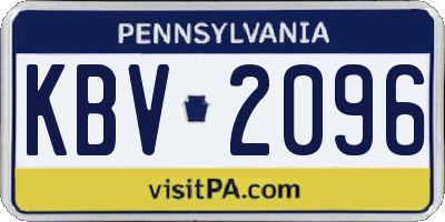 PA license plate KBV2096