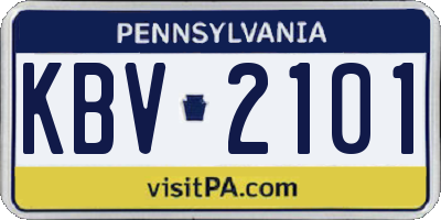 PA license plate KBV2101