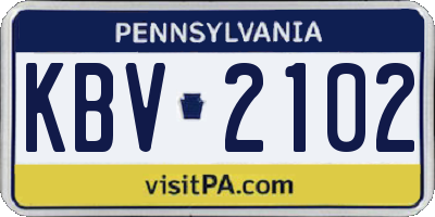 PA license plate KBV2102