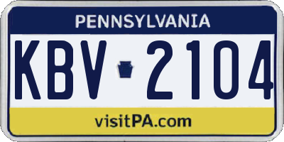 PA license plate KBV2104
