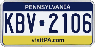 PA license plate KBV2106
