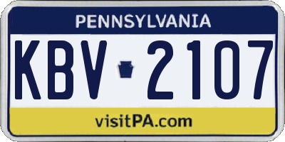 PA license plate KBV2107