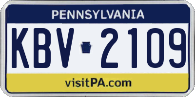 PA license plate KBV2109