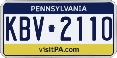 PA license plate KBV2110