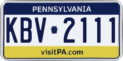 PA license plate KBV2111