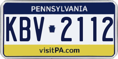 PA license plate KBV2112