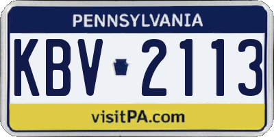 PA license plate KBV2113