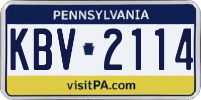 PA license plate KBV2114