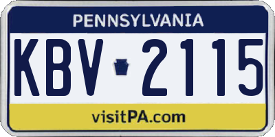 PA license plate KBV2115