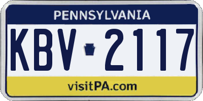 PA license plate KBV2117