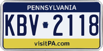 PA license plate KBV2118