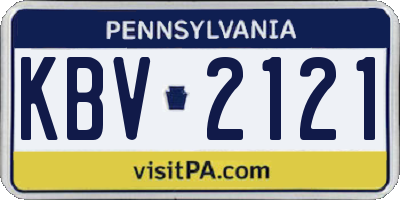 PA license plate KBV2121