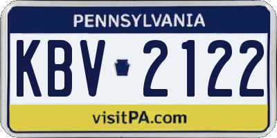 PA license plate KBV2122