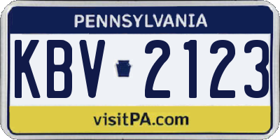 PA license plate KBV2123