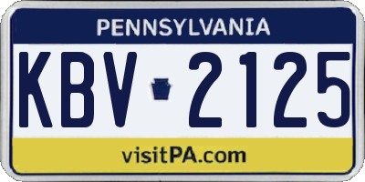 PA license plate KBV2125