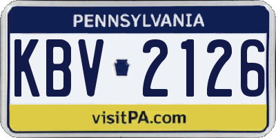 PA license plate KBV2126