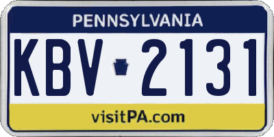 PA license plate KBV2131
