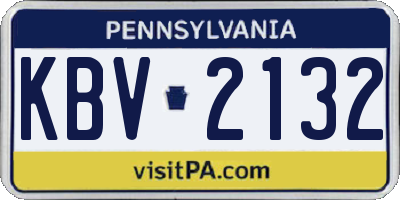 PA license plate KBV2132