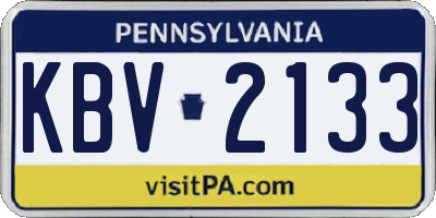 PA license plate KBV2133