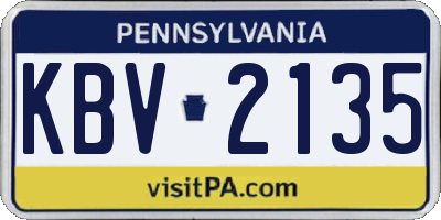 PA license plate KBV2135