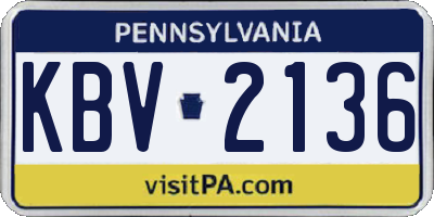PA license plate KBV2136